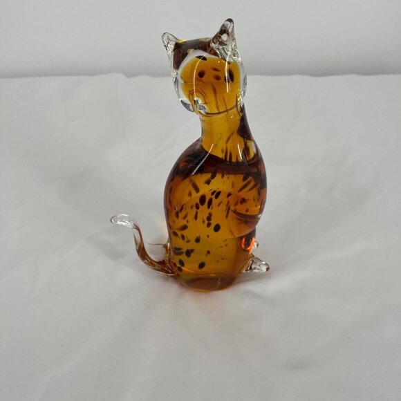 Fifth Avenue Crystal Glass Amber‎ Cat Figurine - Picture 1 of 6